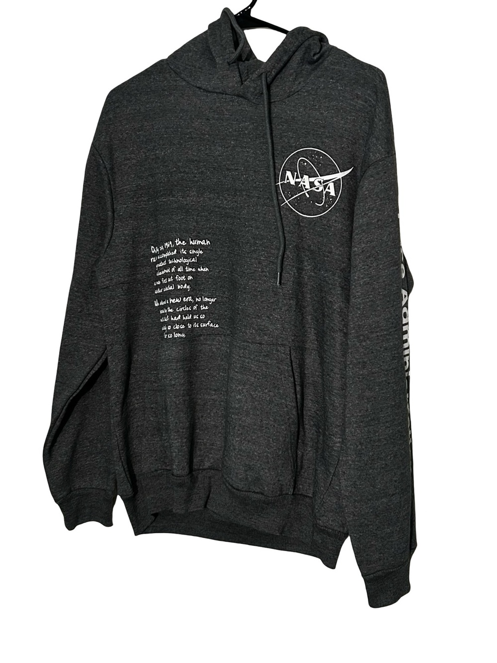 NASA Logo Men's Dark Gray Crewneck Hoodie Sweater